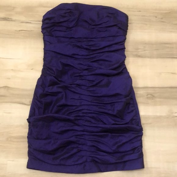 Purple Ruched Bodycon Strapless Dress - Picture 1 of 5
